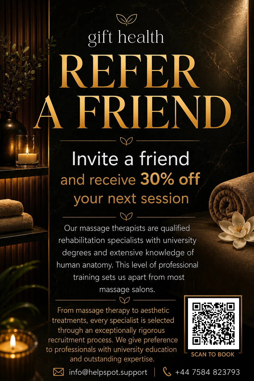 Refer a friend and receive 30% off your next session